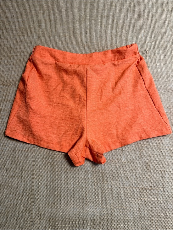 SHEIN Pants - SHEIN Bright Orange High Waist Linen-Blend Shorts